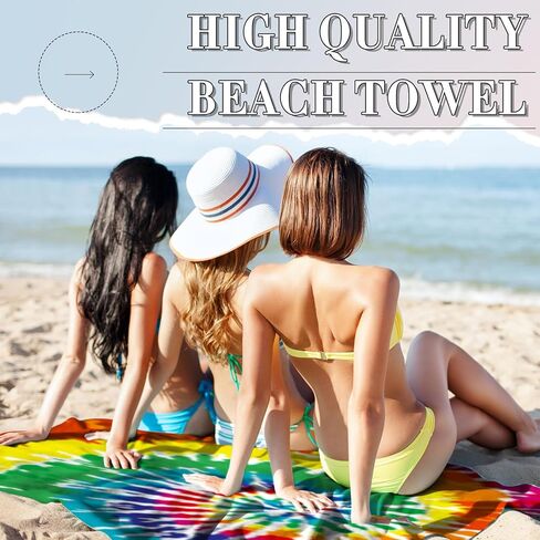 Zoooyawn 4 Pcs Turkish Beach Towels for Tie Dye Kit 71 x 43 Inch Oversized White Beach Towel Bulk Bath Pool Blanket with Disposable Gloves, Rubber Bands, Sealable Bags for Group DIY Project in Kuwait