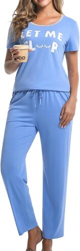 difficort Womens Pajama Sets Short Sleeve Pjs Tops with Pants Sleepwear Lounge Set with Pockets in Saudi Arabia
