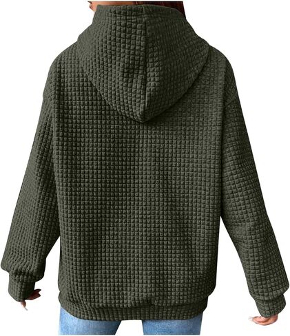 Hoodies for Women Long Sleeve Waffle Sweaters Drawstring Hooded Sweatshirts with Pocket Fall Fashion 2025 in Saudi Arabia