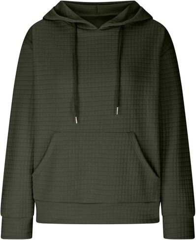 Hoodies for Women Long Sleeve Waffle Sweaters Drawstring Hooded Sweatshirts with Pocket Fall Fashion 2025 in Saudi Arabia