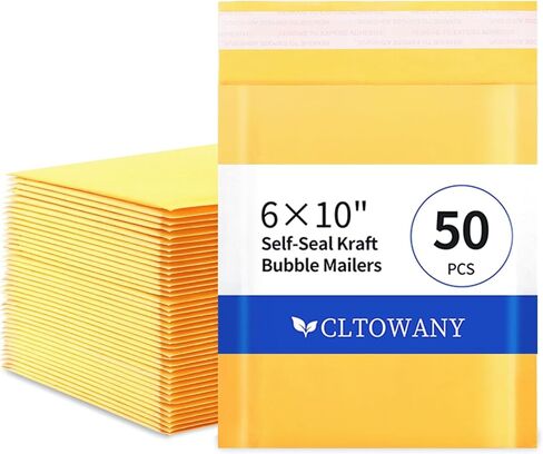 مرسلات Kraft Bubble 4 × 8 بوصة 50 حزمة شحن صفراء الأظرف المظلات البريدية المبطنة ذاتيا مبطنة in Kuwait
