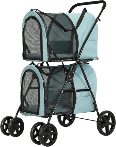 VIAGDO Dog Strollers for Small Medium Dogs, Double Cat Strollers for 2 Cats, 4-in-1 Small Doggy Pet Stroller, 2 Detachable Carriers, 4 Lockable Wheels, Pet Travel Cart, Folding Trolley, Navy Blue in Kuwait