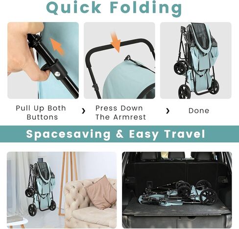 VIAGDO Dog Strollers for Small Medium Dogs, Double Cat Strollers for 2 Cats, 4-in-1 Small Doggy Pet Stroller, 2 Detachable Carriers, 4 Lockable Wheels, Pet Travel Cart, Folding Trolley, Navy Blue in Kuwait