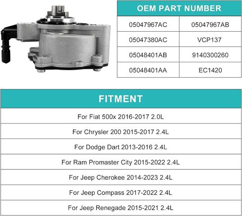05048401AD مضخة الفراغ (L4-2.0L 2.4L) لعام 2015-2022 JEEP Cherokee Compass Renegade ، for F-Aiat 500x ، Chrysler 200 ، for Dodge Dart ، Ram Promaster City ، 05047967AC ، 05047380ac ، 05048401ab in Saudi Arabia