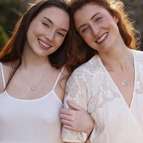 هدايا قلادة IEFLIFE للنساء - قلادة دائرة متشابكة من الذهب الأبيض 14K من أجل ابنة أمي ، هدايا قلادة دائرة للنساء الأصدقاء ، هدية عيد ميلاد للمرأة مجوهراتها in Kuwait