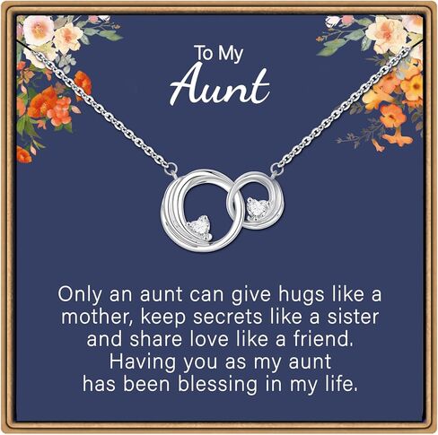 هدايا قلادة IEFLIFE للنساء - قلادة دائرة متشابكة من الذهب الأبيض 14K من أجل ابنة أمي ، هدايا قلادة دائرة للنساء الأصدقاء ، هدية عيد ميلاد للمرأة مجوهراتها in Kuwait