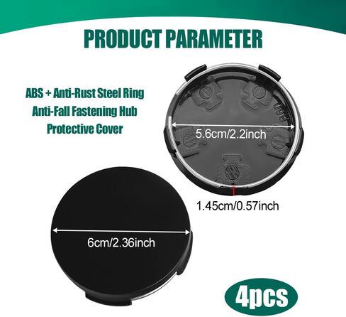 4pcs Center Center Caps ، أغطية مركزية للحافات ، OD 2.36 "ID 2.2" Snap-on Wheel Center Center Caps ، Car Hub Center Center Center Center Center Protectors تناسب معظم السيارات (الطلاء الكهربائي) in Saudi Arabia