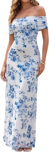 KUTUMAI Women Off Shoulder Bodycon Maxi Long Dress Mesh Ruched Elegant Formal Wedding Guest Dresses in Saudi Arabia