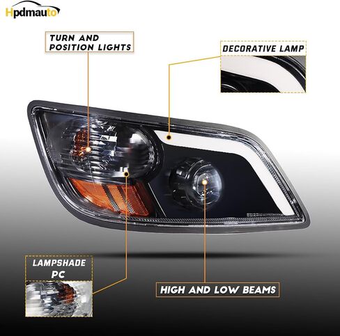 Headlight Assembly fit for 2011+ Hino 238 258 268 338 Truck Right Passenger Side with Silver Painted Headlamp (LED Lens) in Saudi Arabia