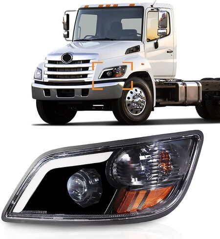 Headlight Assembly fit for 2011+ Hino 238 258 268 338 Truck Right Passenger Side with Silver Painted Headlamp (LED Lens) in Saudi Arabia