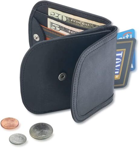 Taxi Wallet® Tw14 -Saddle Black - جلد ناعم ، مضغوط ، محفظة قابلة للطي الجيب الأمامي - للبطاقات ، العملات المعدنية ، الفواتير ، المعرف (الرجال والنساء) in Saudi Arabia
