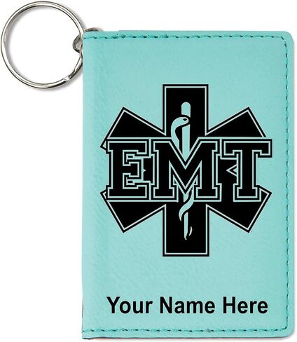 LaserGram ID Holder Wallet, EMT Emergency Medical Technician, Personalized Engraving Included (Dark Brown) in Kuwait