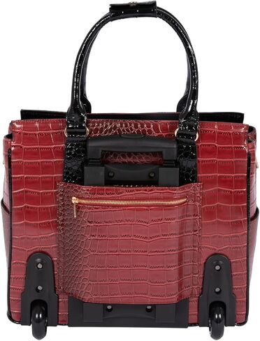 JKM and Company Rolling Laptop Computer Wheels Briefcase - THE DUCHESS Purple Black Carryall Tote Bag in Kuwait