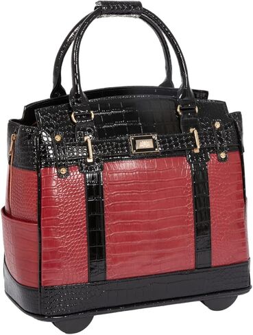 JKM and Company Rolling Laptop Computer Wheels Briefcase - THE DUCHESS Purple Black Carryall Tote Bag in Kuwait