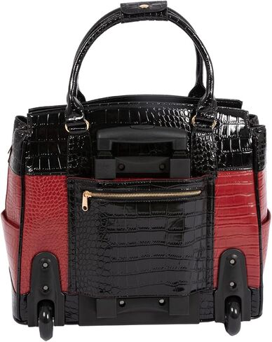 JKM and Company Rolling Laptop Computer Wheels Briefcase - THE DUCHESS Purple Black Carryall Tote Bag in Kuwait