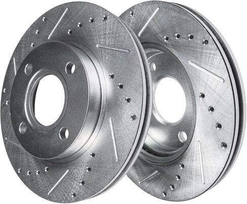 Detroit Axle - Front Brake Kit for 2007-2012 Nissan Sentra Versa 2009-2014 Cube 2010 2011 2012 Drilled & Slotted Disc Brakes Rotors Ceramic Brake Pads Replacement in Saudi Arabia