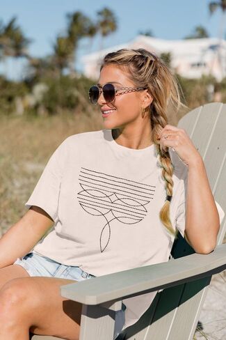 Western Shirts for Women Boot Stitch Embroidery Shirt Rodeo Vintage Tshirt Oversized Boho Country Music Short Sleeve Top in Saudi Arabia