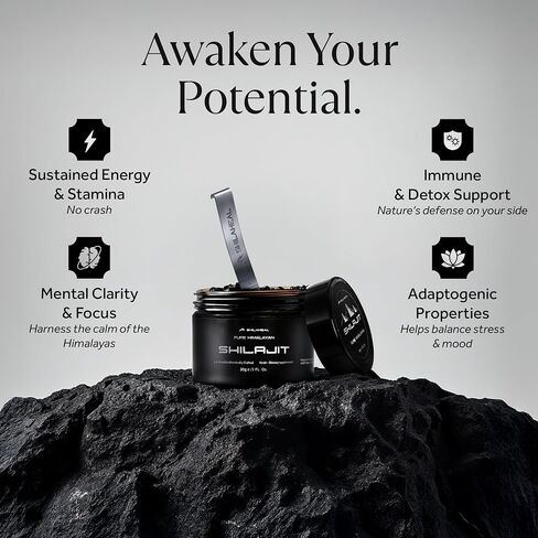 Authentic Pure Shilajit Resin from Ladakh, Himalayas | 100% Natural | 60g jar | Stamina and Energy Boost | 78%+ Fulvic Acid | Immune Support | for Men & Women | 4-Month Supply | 85+ Trace Minerals in Saudi Arabia