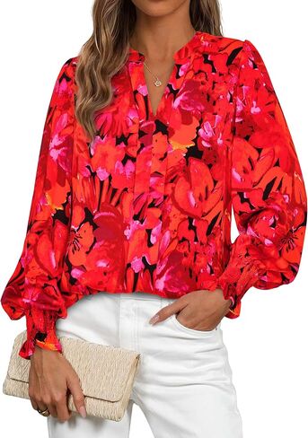 Mascomoda Womens Boho Floral Long Sleeve Tops Fall Flash in Kuwait