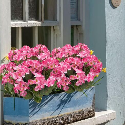 4PCS Geraniums Artificial Flowers Realistic Artificial Flowers for Outdoors Faux Red Geranium Silk Flower Outdoor Faux Plants Bush for Planters Front Porch Garden Home Fountain Window Box Decor in Saudi Arabia
