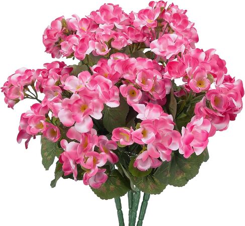 4PCS Geraniums Artificial Flowers Realistic Artificial Flowers for Outdoors Faux Red Geranium Silk Flower Outdoor Faux Plants Bush for Planters Front Porch Garden Home Fountain Window Box Decor in Saudi Arabia