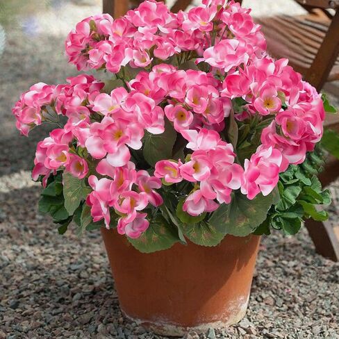 4PCS Geraniums Artificial Flowers Realistic Artificial Flowers for Outdoors Faux Red Geranium Silk Flower Outdoor Faux Plants Bush for Planters Front Porch Garden Home Fountain Window Box Decor in Saudi Arabia