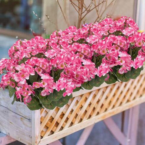4PCS Geraniums Artificial Flowers Realistic Artificial Flowers for Outdoors Faux Red Geranium Silk Flower Outdoor Faux Plants Bush for Planters Front Porch Garden Home Fountain Window Box Decor in Saudi Arabia