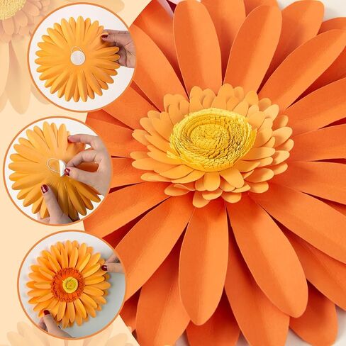 Sunbeauty Daisy Paper Flower Flower Decorations ، زخارف زهرة الحفلات ، الزهور الصفراء البرتقالية معلقة ، عيد ميلاد أول عيد ميلاد للاستحمام in Kuwait