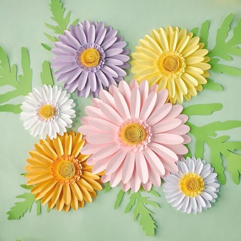 Sunbeauty Daisy Paper Flower Flower Decorations ، زخارف زهرة الحفلات ، الزهور الصفراء البرتقالية معلقة ، عيد ميلاد أول عيد ميلاد للاستحمام in Kuwait