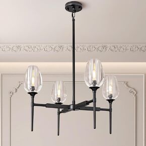 Modern Crystal Tulip Chandelier 8 Lights Black, 54in Gold Round K9 Crystal Chandelier,Pendant Ceiling Light for Dining Living Room Bedroom Entryway, E12 Bulbs Included in Kuwait