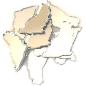 Super Cool Creations King Charles Dog Sitting Shaped Crafting Mirrors, Set of 10, Many Colours, Shatterproof Acrylic, Silver Mirror, Pack of 10 x 9cm in Saudi Arabia