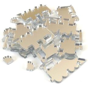 Super Cool Creations Steam Train Shaped Crafting Mirrors, Set of 10, Many Colours, Shatterproof Acrylic, Silver Mirror, Pack of 10 x 3cm in Kuwait