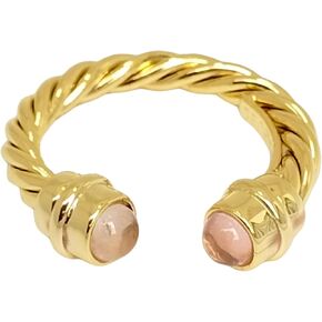 Adjustable Ring with Natural Stones, Adjustable Twisted Design Ring, 14K Gold and Silver Plated Fashion Jewelry – Timeless Jewelry for Women, Gift for Women in Kuwait