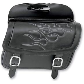 Saddlemen X021-05-0423 Black/Silver Flame Jumbo Highwayman Tattoo Saddlebag in Kuwait