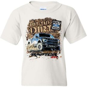 Hit The Dirt Built Ford Tough Youth T-Shirt F-150 Raptor Pickup Truck Kids Tee in Saudi Arabia