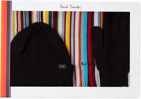 PS Paul Smith Men's Classic Beanie, Gloves and 'Signature Stripe' Scarf Gift Set, Black in Saudi Arabia