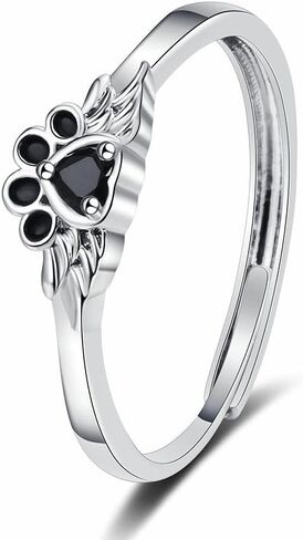 جرو عشاق الحيوانات الأليفة PAW PRINT RING STERLING SIVAL PLATED RINGS ALTIM TALL CRYSTAL CRYSTAL BAND MIDLY BAND FIT ANGELLE ANGELRY JOLDRY DOG CAT RING in Saudi Arabia