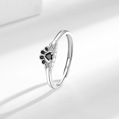 جرو عشاق الحيوانات الأليفة PAW PRINT RING STERLING SIVAL PLATED RINGS ALTIM TALL CRYSTAL CRYSTAL BAND MIDLY BAND FIT ANGELLE ANGELRY JOLDRY DOG CAT RING in Saudi Arabia