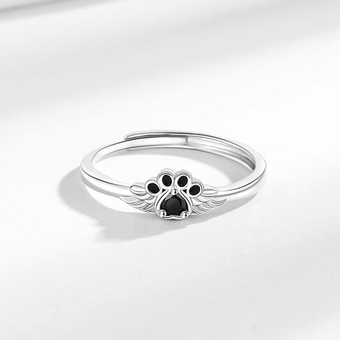 جرو عشاق الحيوانات الأليفة PAW PRINT RING STERLING SIVAL PLATED RINGS ALTIM TALL CRYSTAL CRYSTAL BAND MIDLY BAND FIT ANGELLE ANGELRY JOLDRY DOG CAT RING in Saudi Arabia