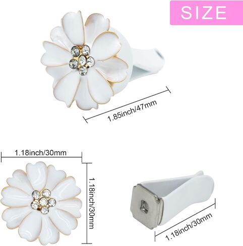 Daisy Air Vent Clips - 6 PCS Cute Flower Car Air Criteners Vents Clips Glam Car Interior Decor Exclies for Women (White)+ Hook Mask Hook in Saudi Arabia