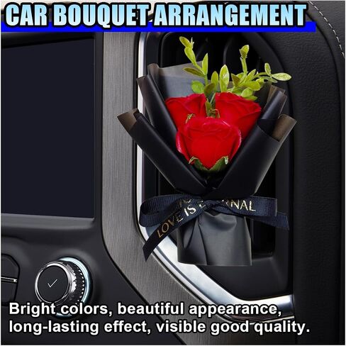Mini Bouquet Car Air Vent Clip, Cute Rose Air Conditioner Decoration Clip, Car Air Freshener, Dried Flower Fragrance Diffuser Air Outlet Clip, Car Interior Aesthetic Accessories (Red) in Saudi Arabia