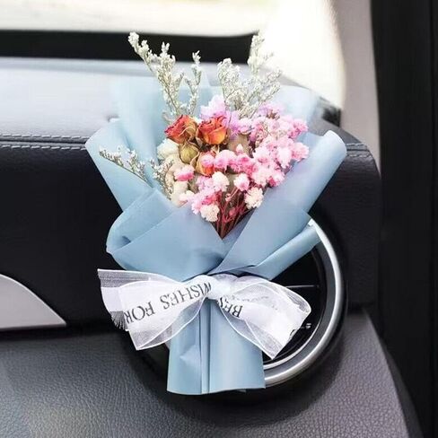 Blue Small Bouquet Car Air Freshener Vent Clips, Mini Dried Flowers Bouquet for Car Air Vent Clips, Car Air Outlet Perfume, Air Fresheners Car Air Fresheners Interior Accessories Decoration in Saudi Arabia