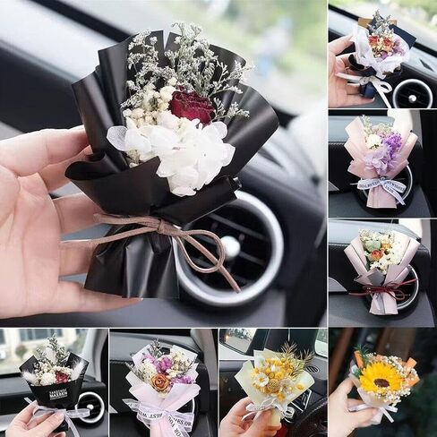 Blue Small Bouquet Car Air Freshener Vent Clips, Mini Dried Flowers Bouquet for Car Air Vent Clips, Car Air Outlet Perfume, Air Fresheners Car Air Fresheners Interior Accessories Decoration in Saudi Arabia