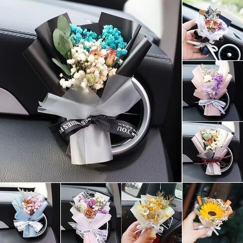 Blue Small Bouquet Car Air Freshener Vent Clips, Mini Dried Flowers Bouquet for Car Air Vent Clips, Car Air Outlet Perfume, Air Fresheners Car Air Fresheners Interior Accessories Decoration in Saudi Arabia