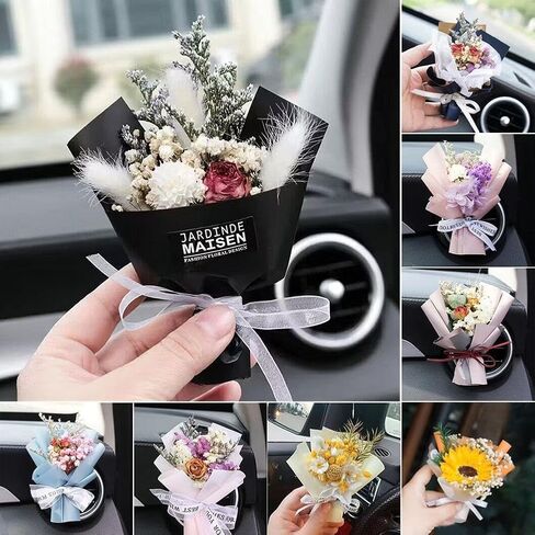 Blue Small Bouquet Car Air Freshener Vent Clips, Mini Dried Flowers Bouquet for Car Air Vent Clips, Car Air Outlet Perfume, Air Fresheners Car Air Fresheners Interior Accessories Decoration in Saudi Arabia