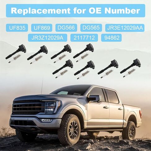JDMON 8PCS IGNITION COILS Pack و Spark Clop متوافقة مع Ford F150 2018-2021 ، Mustang 2018-2020 5.0L V8 استبدال UF835 DG566 JR3E12029AA 2117712 94862 in Kuwait