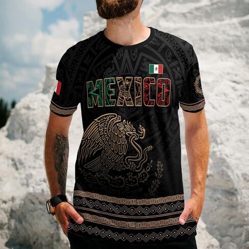 Aztec Shirt for Men, Mexican Flag Shirt, Vintage Mexican Tshirt, Mexico Shirts Men in Saudi Arabia