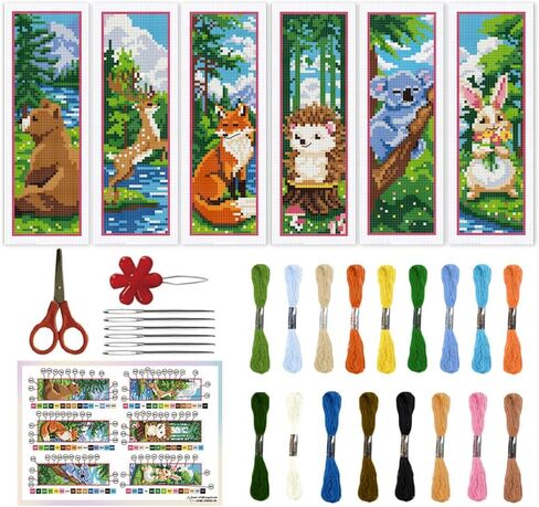 Origach 6 Set Animals Cross Stitch Stitch Kit للمبتدئين مع دعم تعليمات خيط Love Lovel in Kuwait