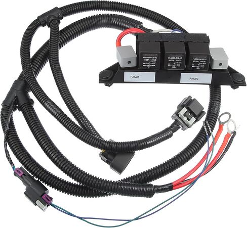 Dual Electric Fan Wiring Harness for Silverado 1500 2500 3500 for Sierra 1500 2500 3500 Pickup/Double Cooling Fan Harness/Durable / 1 Pcs Black in Saudi Arabia