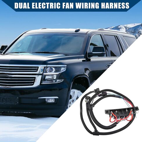 Dual Electric Fan Wiring Harness for Silverado 1500 2500 3500 for Sierra 1500 2500 3500 Pickup/Double Cooling Fan Harness/Durable / 1 Pcs Black in Saudi Arabia